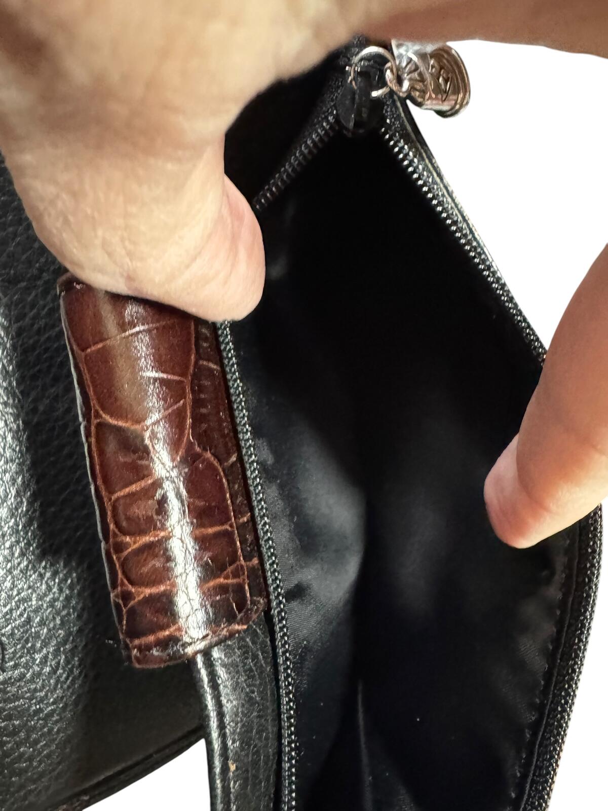 Brighton Two-Tone Leather Wallet with Crocodile Embossed