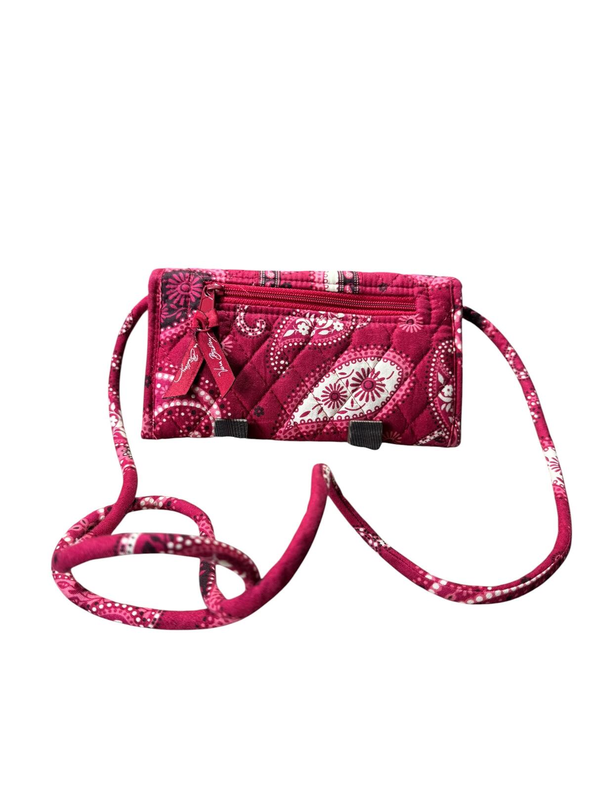 Vera Bradley Quilted Crossbody Wallet in Pink Paisley Print