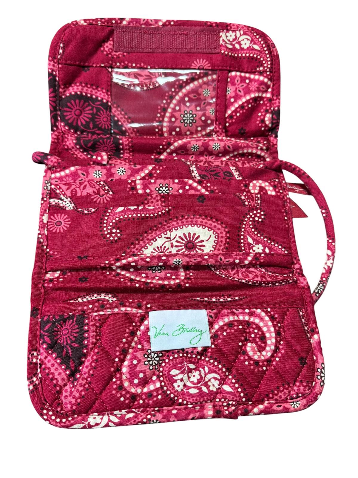 Vera Bradley Quilted Crossbody Wallet in Pink Paisley Print
