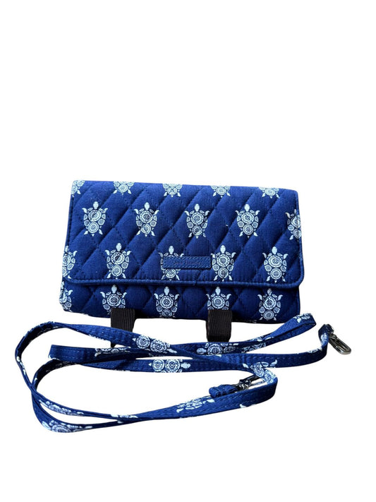 Vera Bradley Quilted Blue Crossbody Wallet with Turtle Print