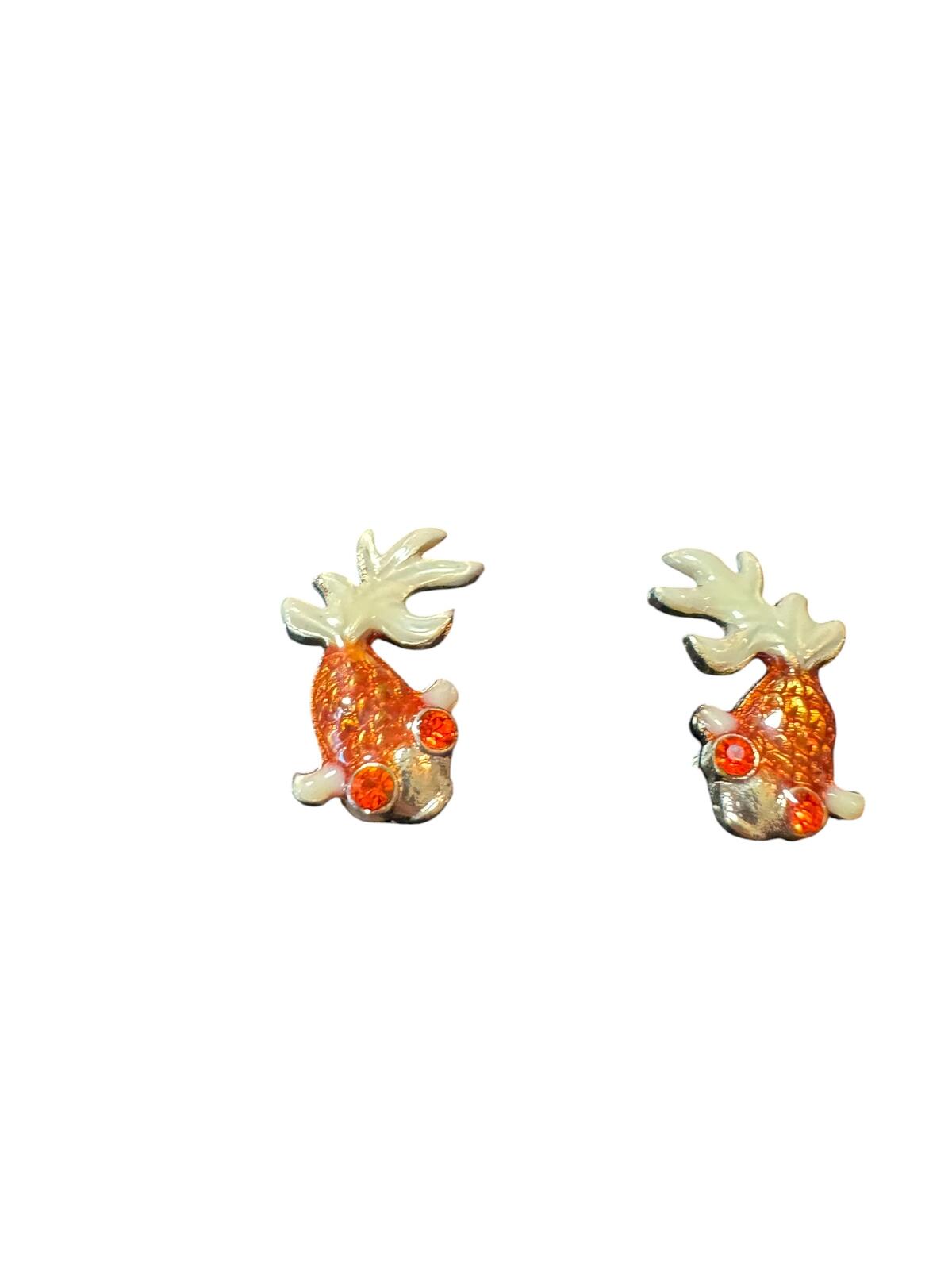 Betsey Johnson Orange and White Fish-Shaped Earrings