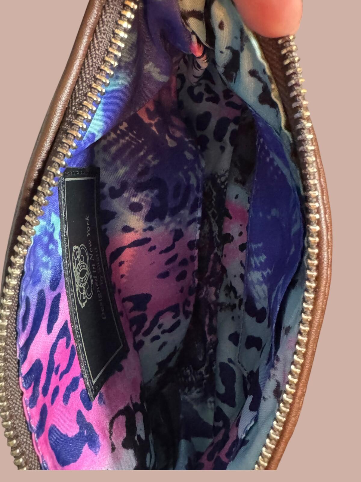Sharif Brown Sequin Flower Embellished Chain Shoulder Bag