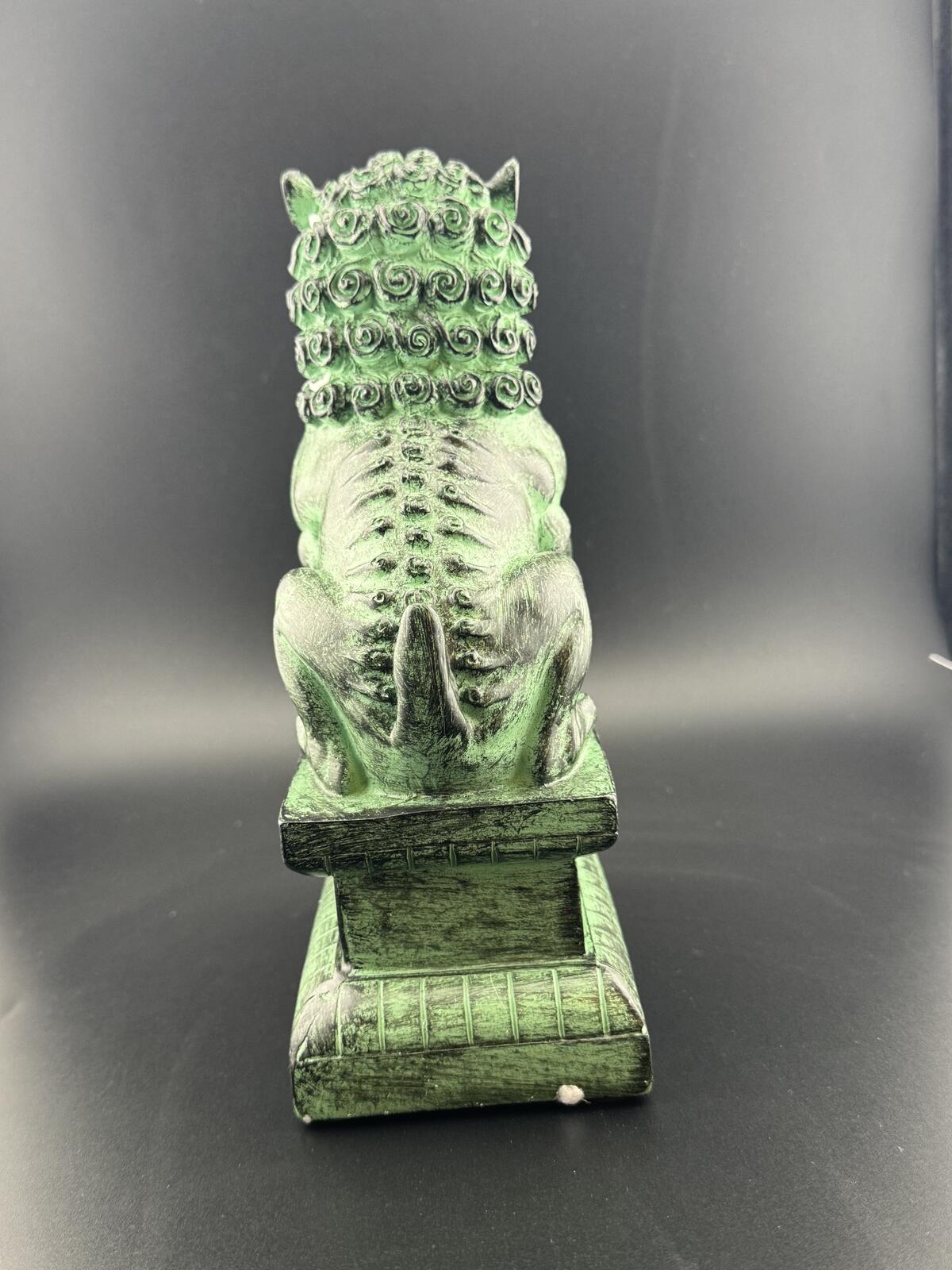 Pair of Khaki Fu Dog Figurines - Protective Guardian Statues