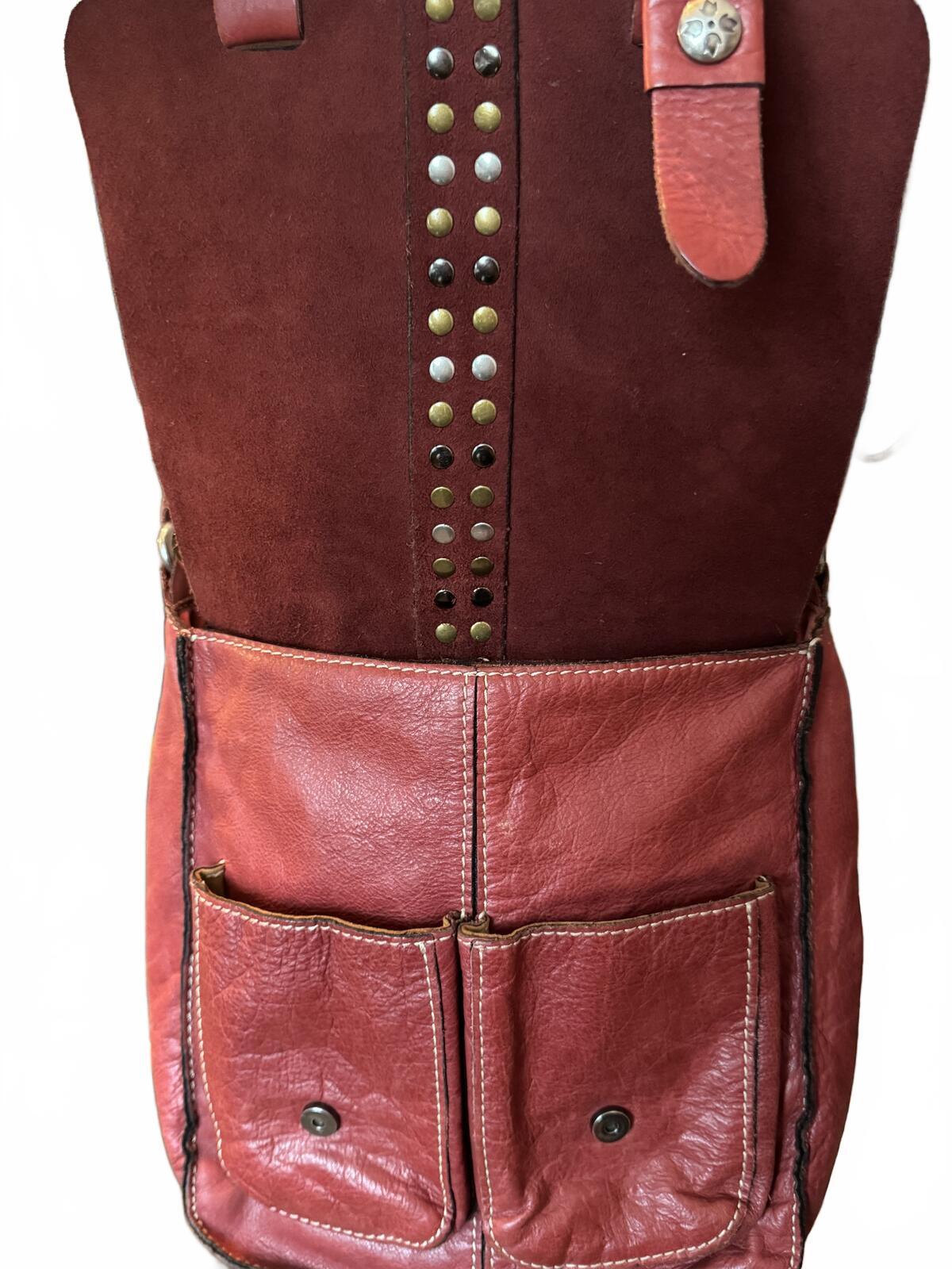 Patricia Nash Burgundy Leather Vintage Crossbody Messenger