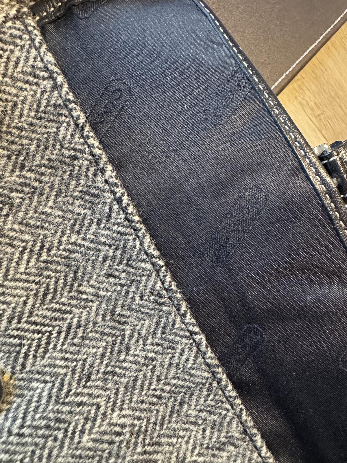 Coach Herringbone Tweed Wristlet Bag with Leather Trim