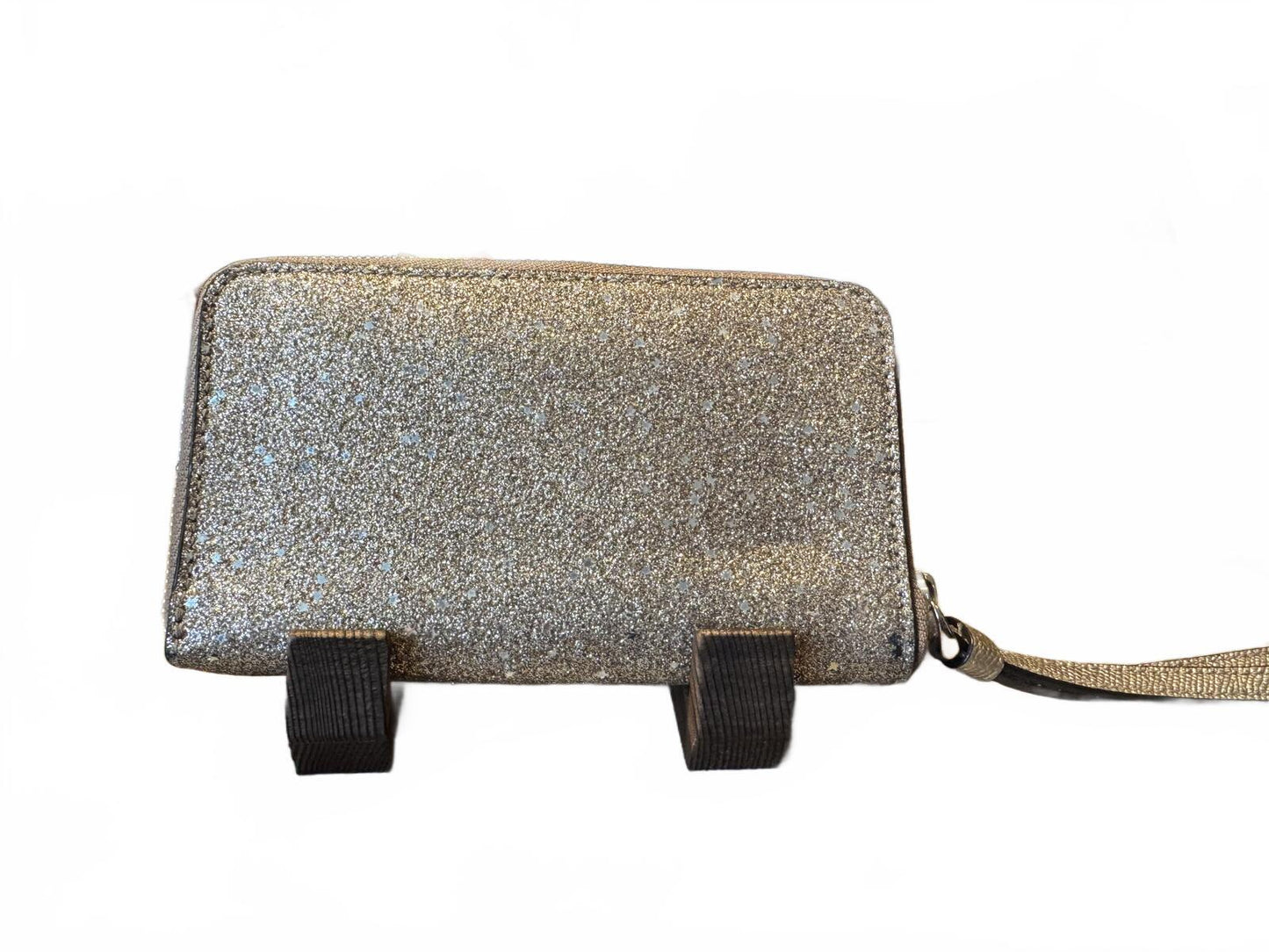 Coach Glitter Zip Wristlet Wallet Clutch with Leather Strap