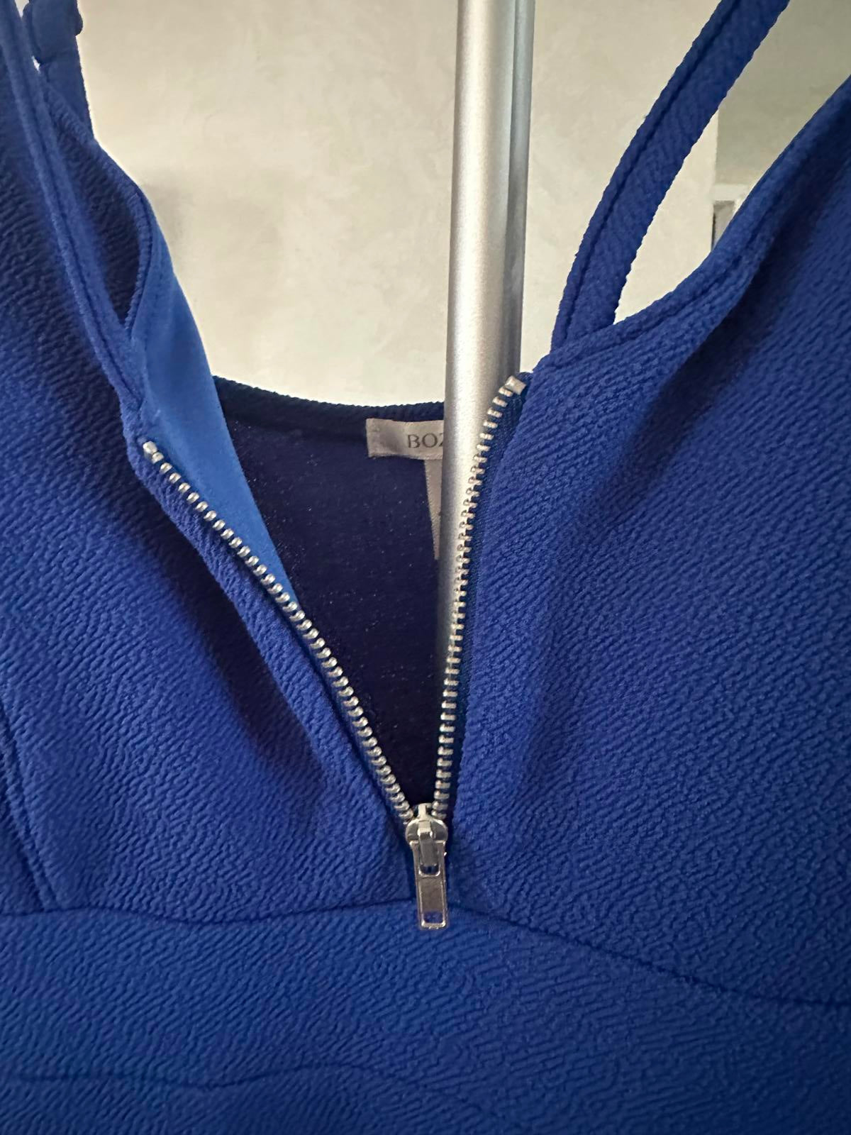 Bozzolo Royal Blue Sleeveless Midi Dress Front Zipper Size L