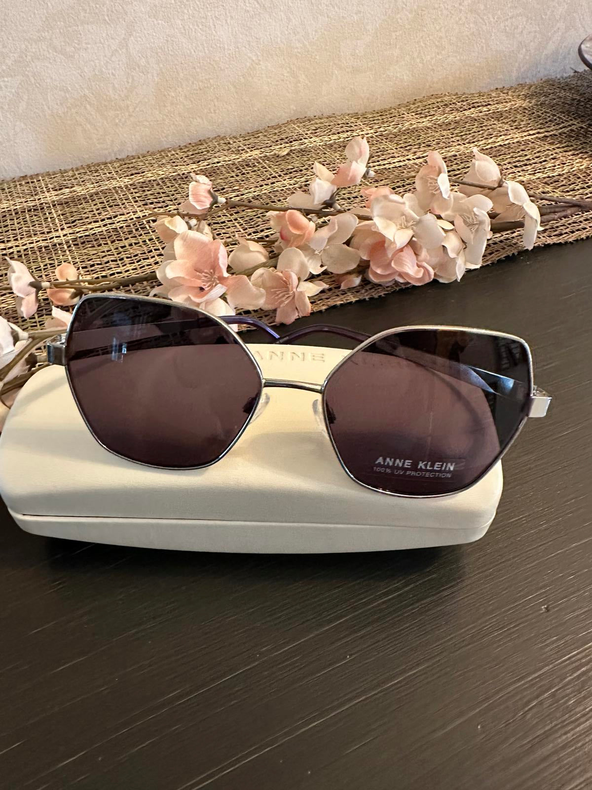 Anne Klein Silver Hexagonal Sunglasses NWT