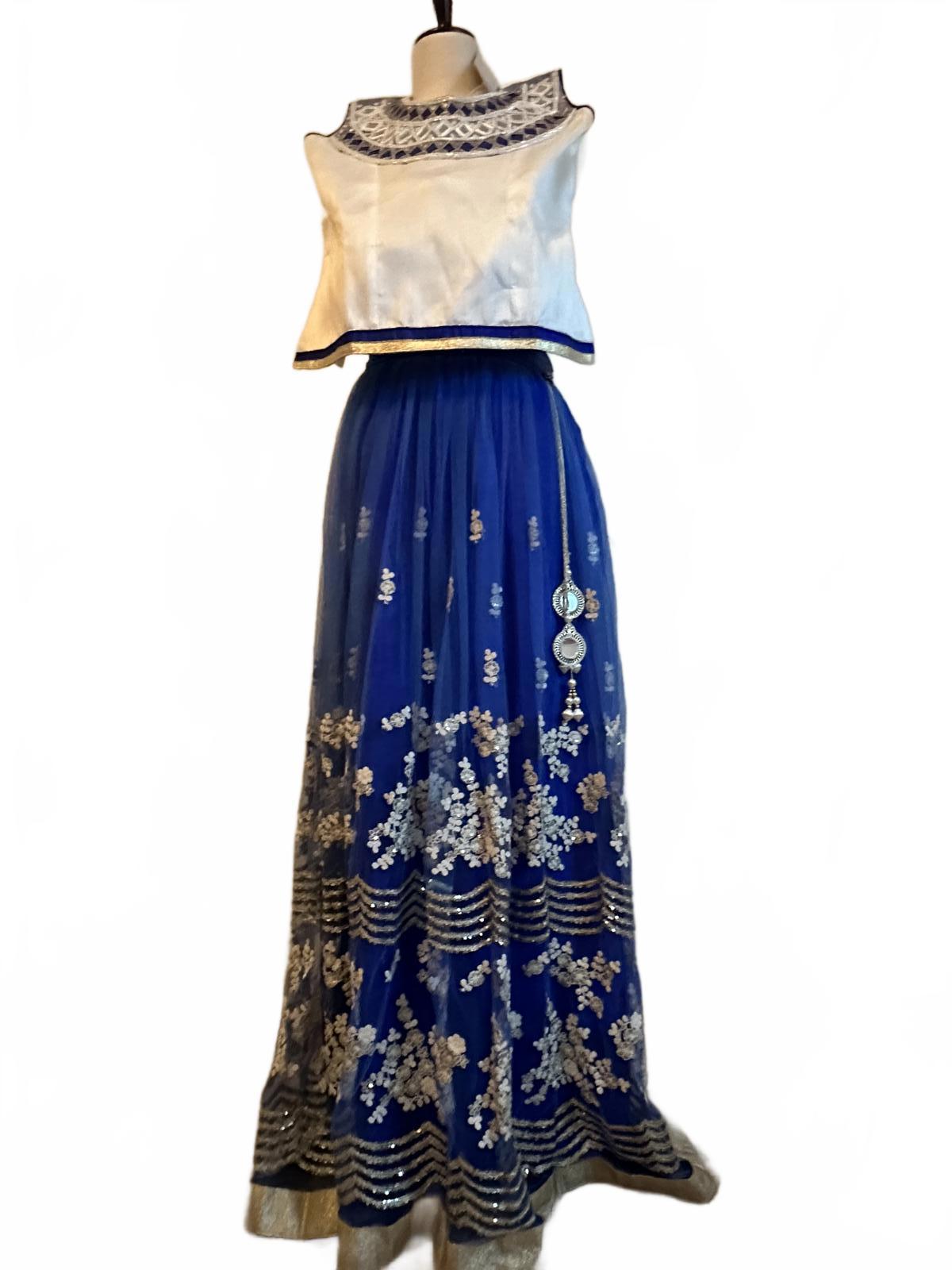 Girls Blue Silver Embroidered Indian Dress BNWT Size 8 10