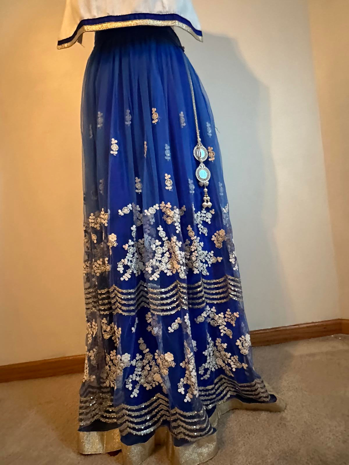 Girls Blue Silver Embroidered Indian Dress BNWT Size 8 10