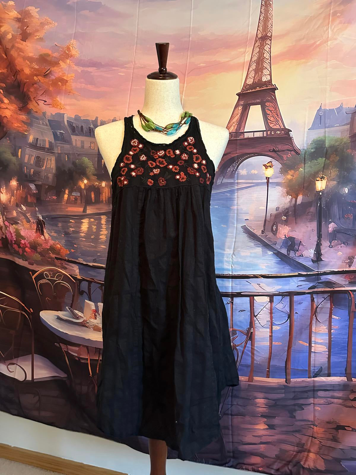 Sanctuary Black Sleeveless Casual Dress Floral Embroidery