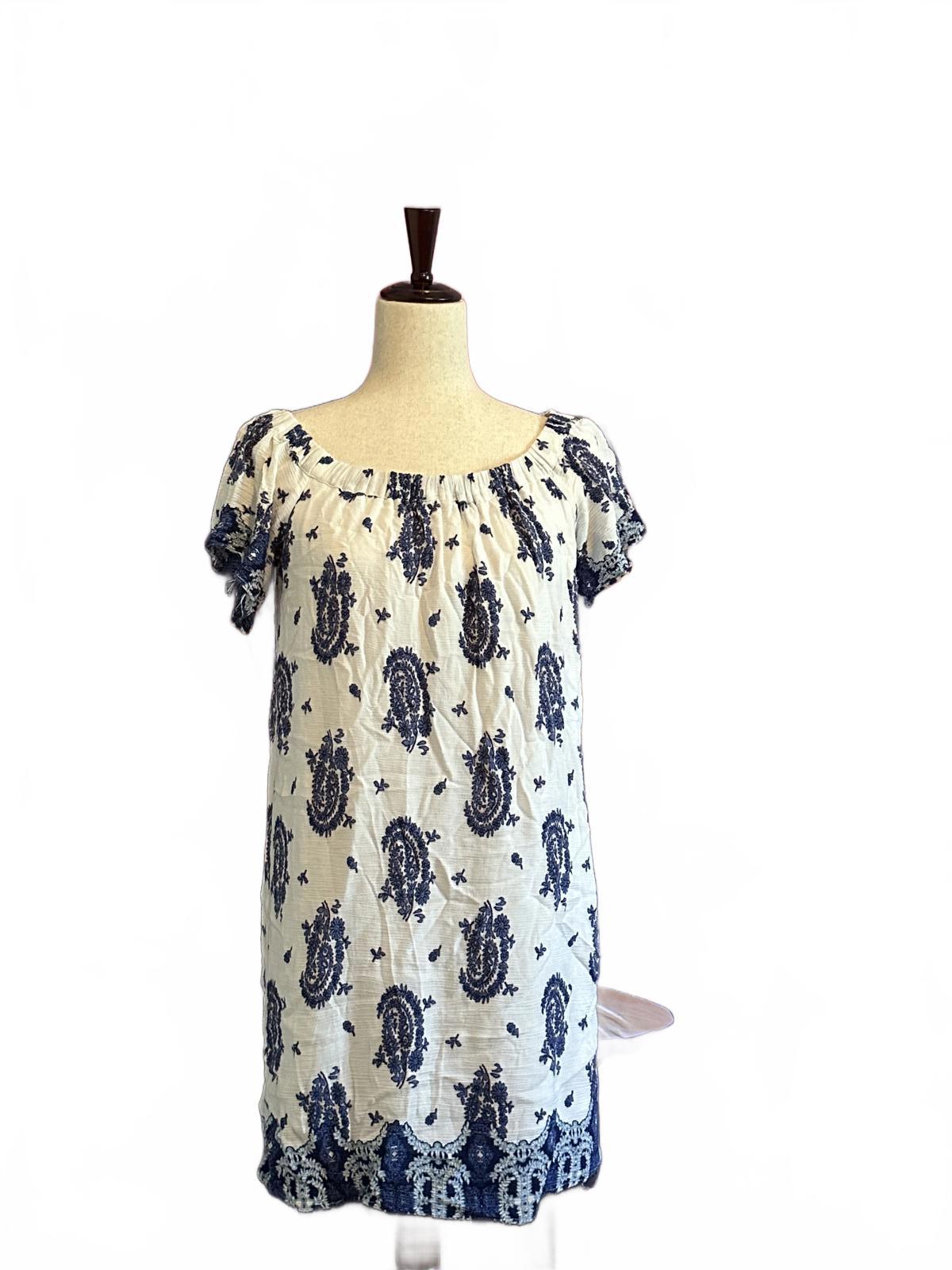 Mimi Chica White and Blue Paisley Print Dress Sz M