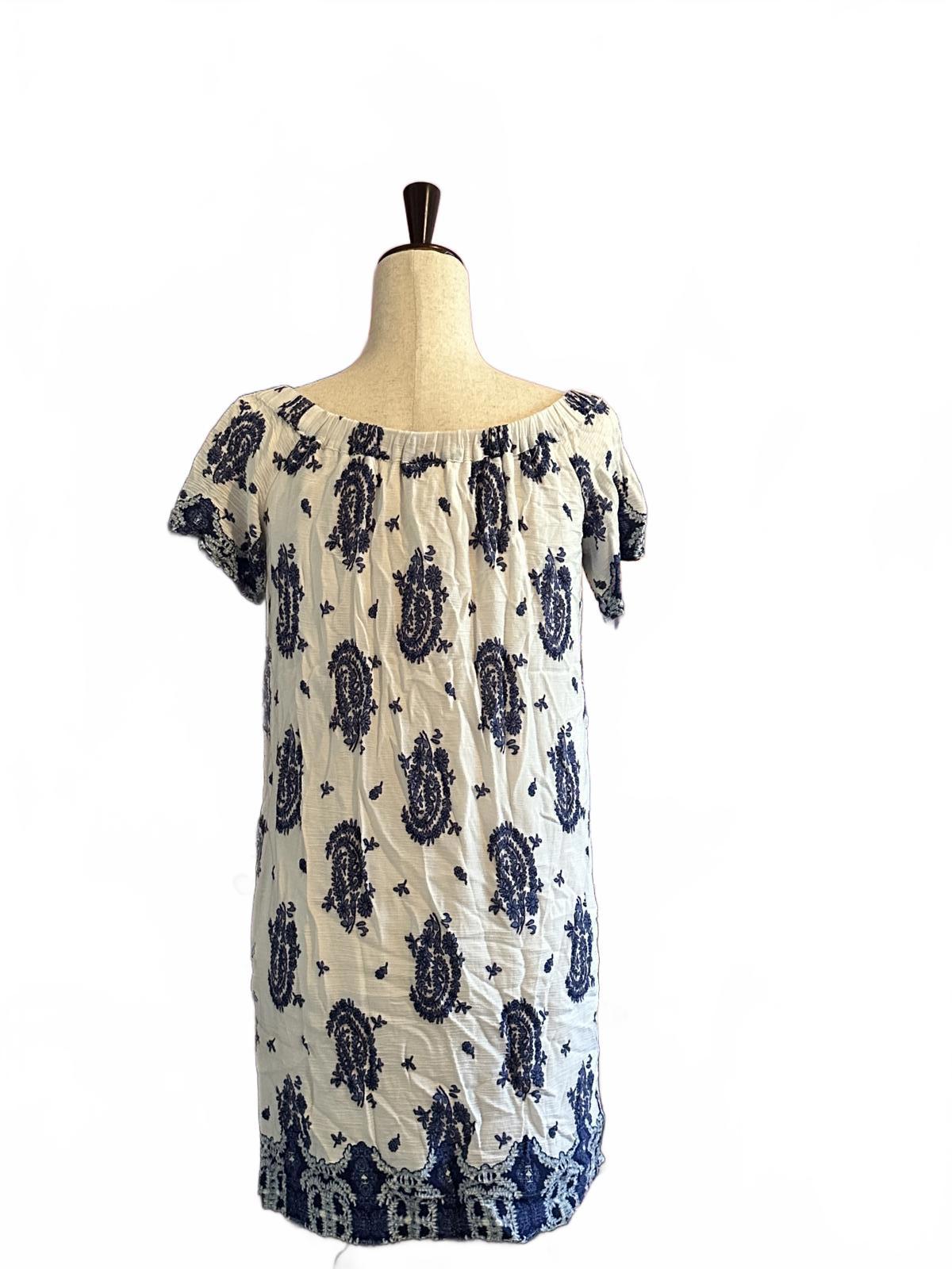 Mimi Chica White and Blue Paisley Print Dress Sz M