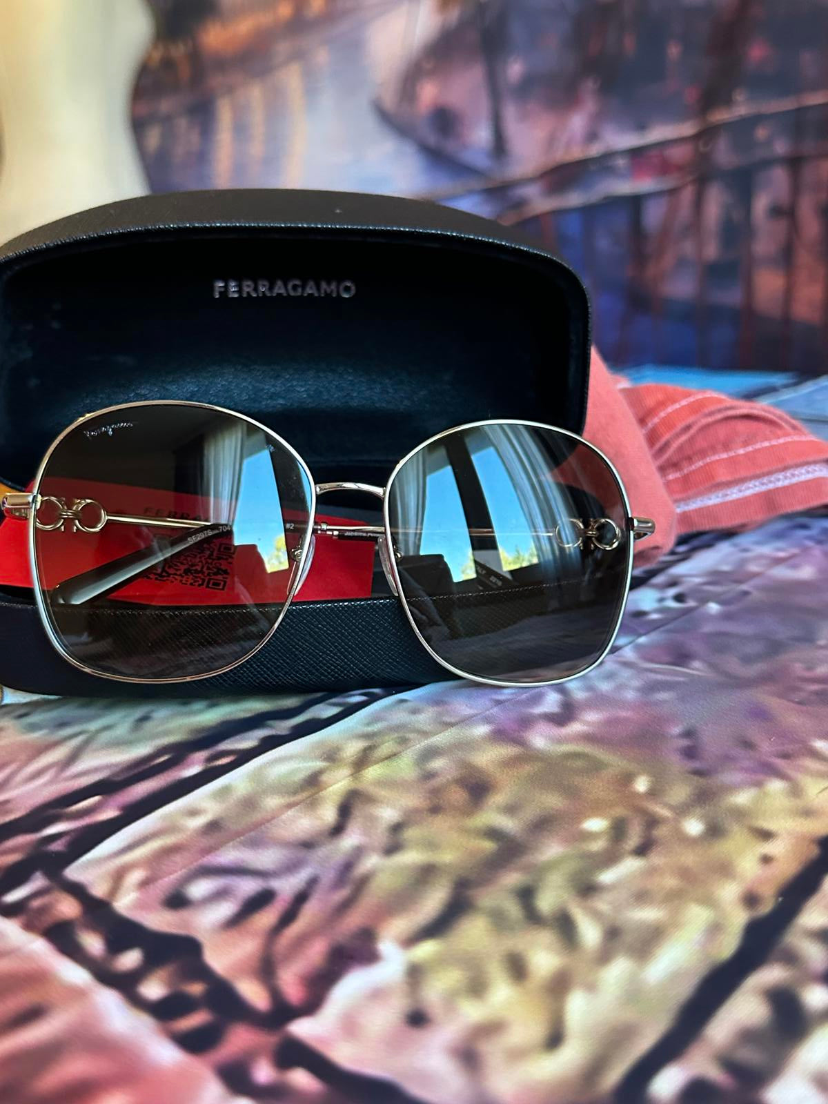 Ferragamo Gold Frame Sunglasses w/Brown Gradient Lenses