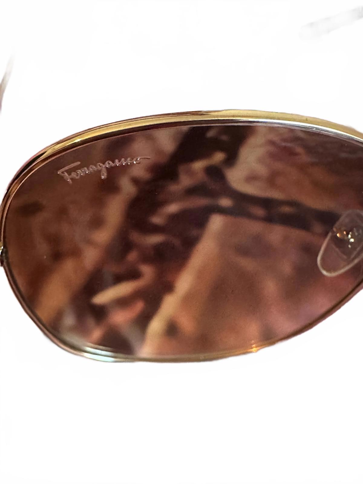 Ferragamo Gold Frame Sunglasses w/Brown Gradient Lenses