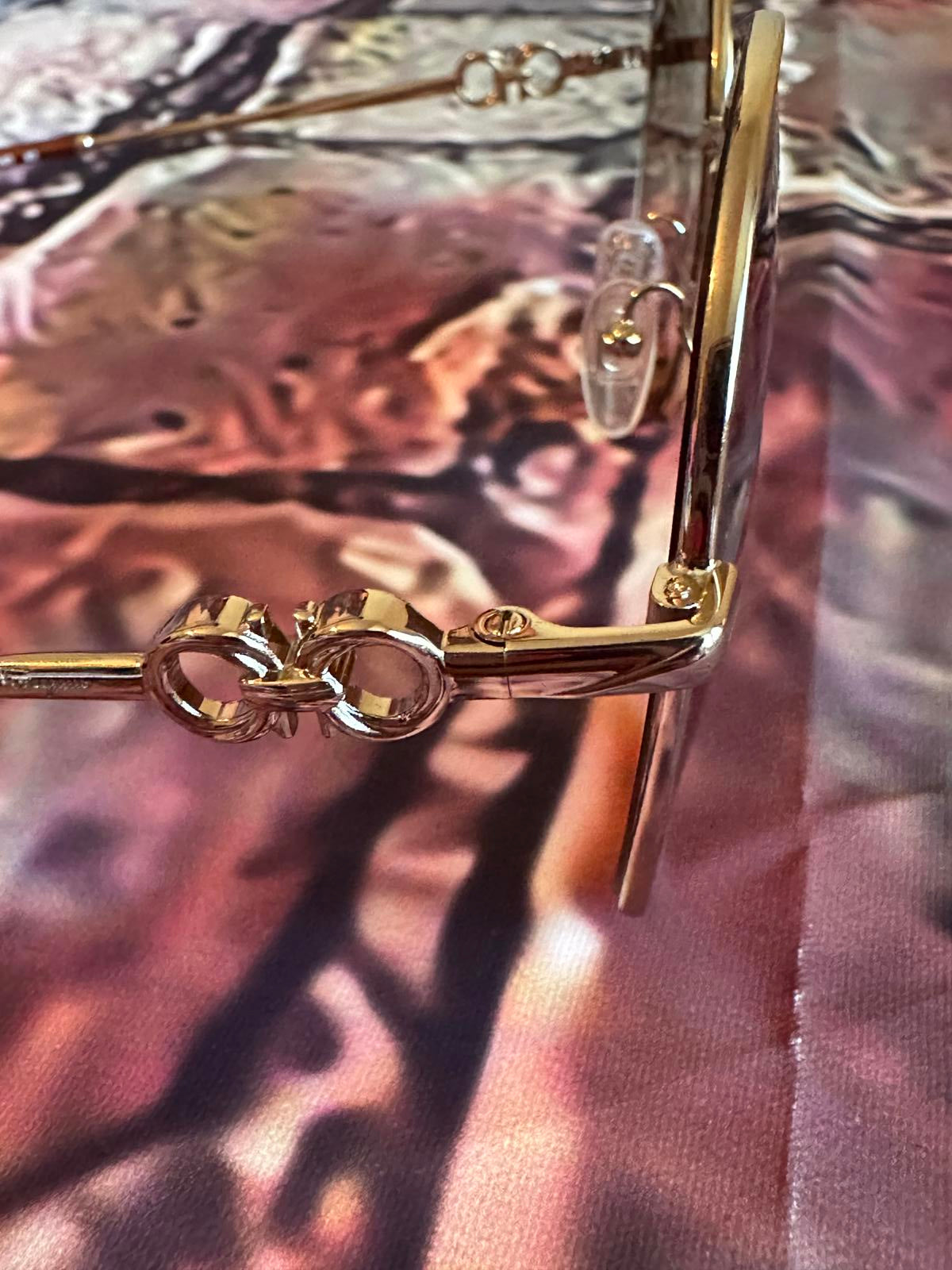 Ferragamo Gold Frame Sunglasses w/Brown Gradient Lenses