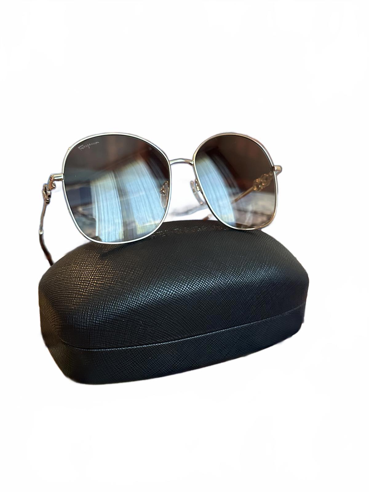 Ferragamo Gold Frame Sunglasses w/Brown Gradient Lenses