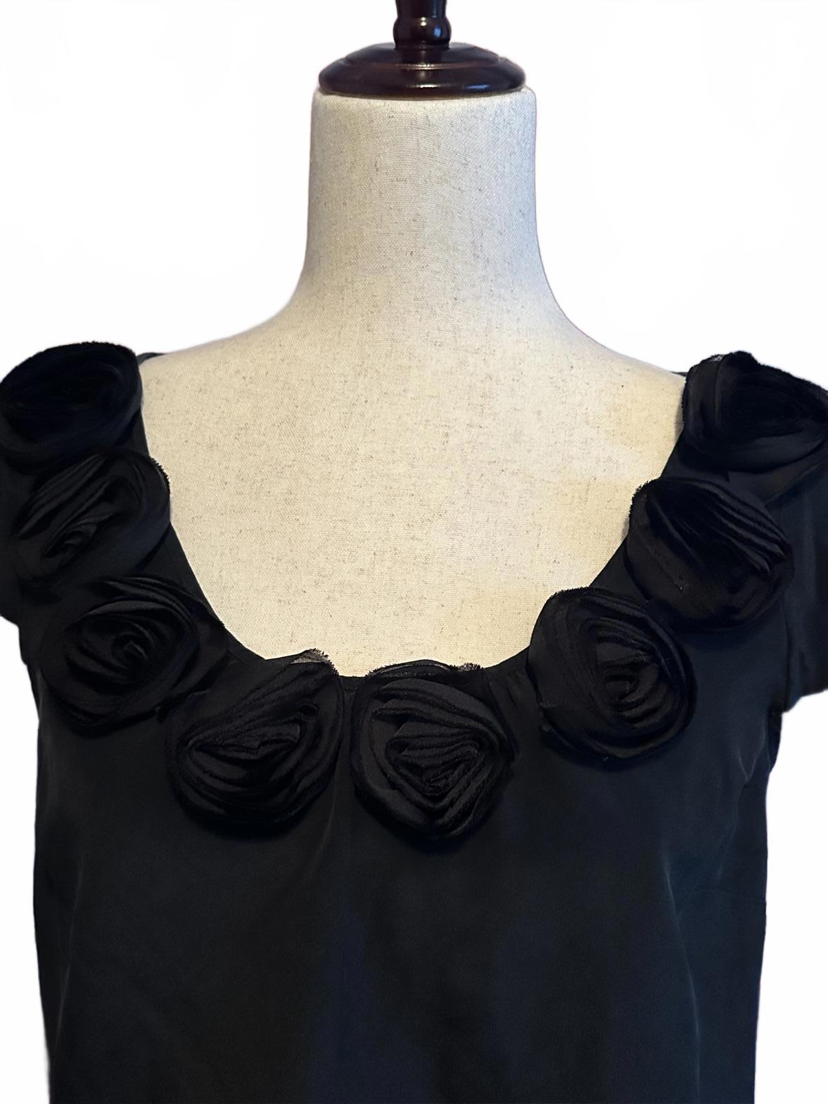 Kate Spade Black Women's Blouse with Floral Neckline Detail