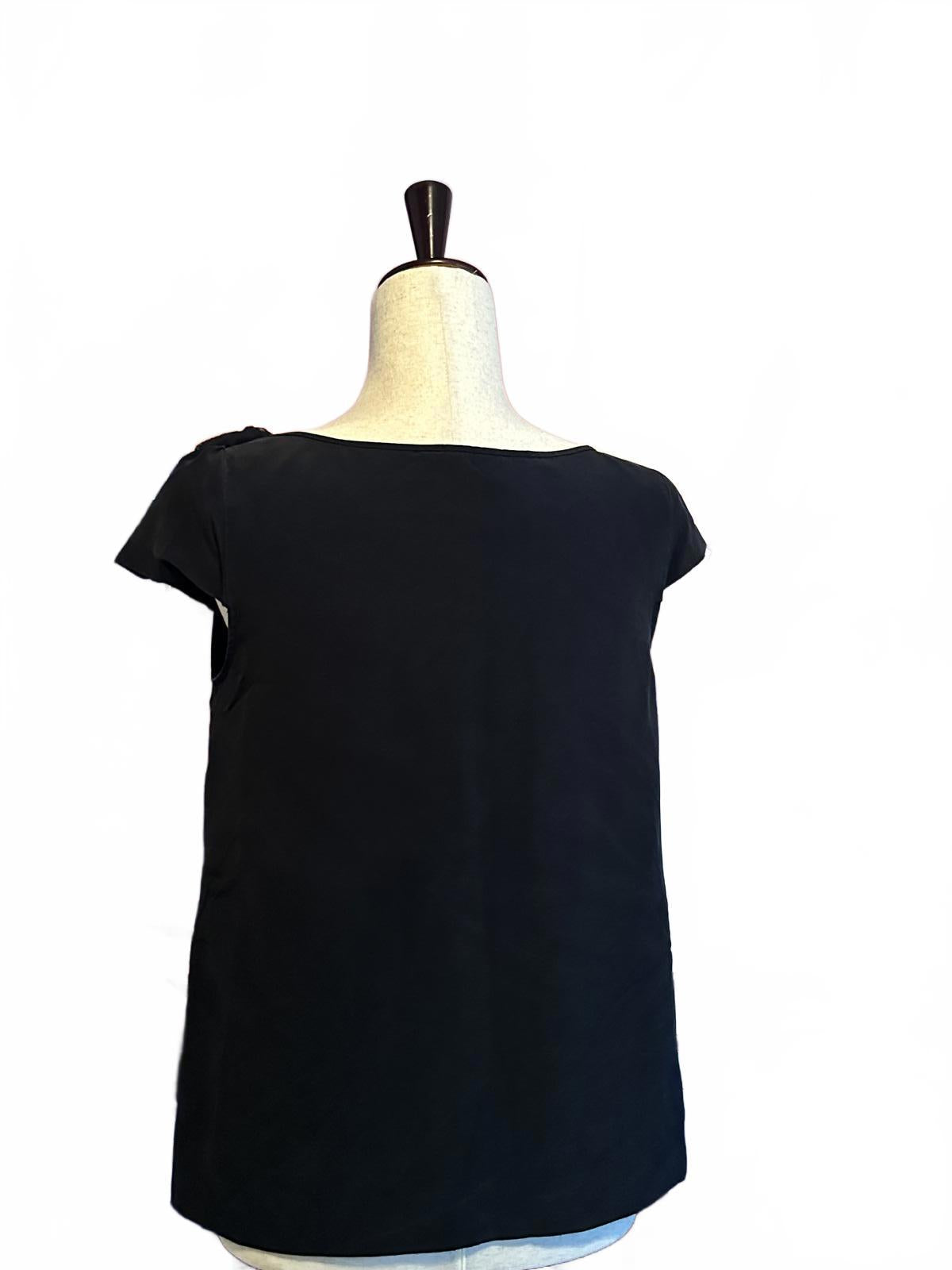 Kate Spade Black Women's Blouse with Floral Neckline Detail