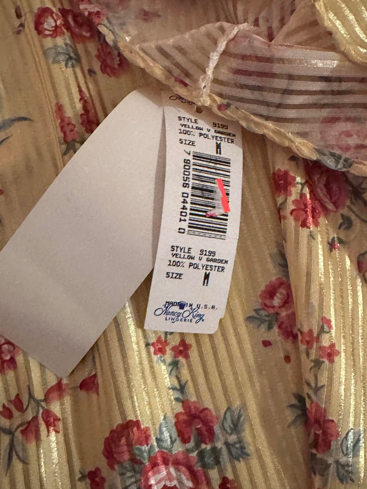 Nancy King Lingerie Yellow Floral Nightgown Size M