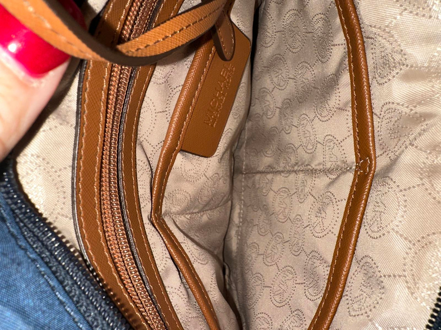 Michael Kors Navy & Brown Nylon Crossbody Shoulder Bag