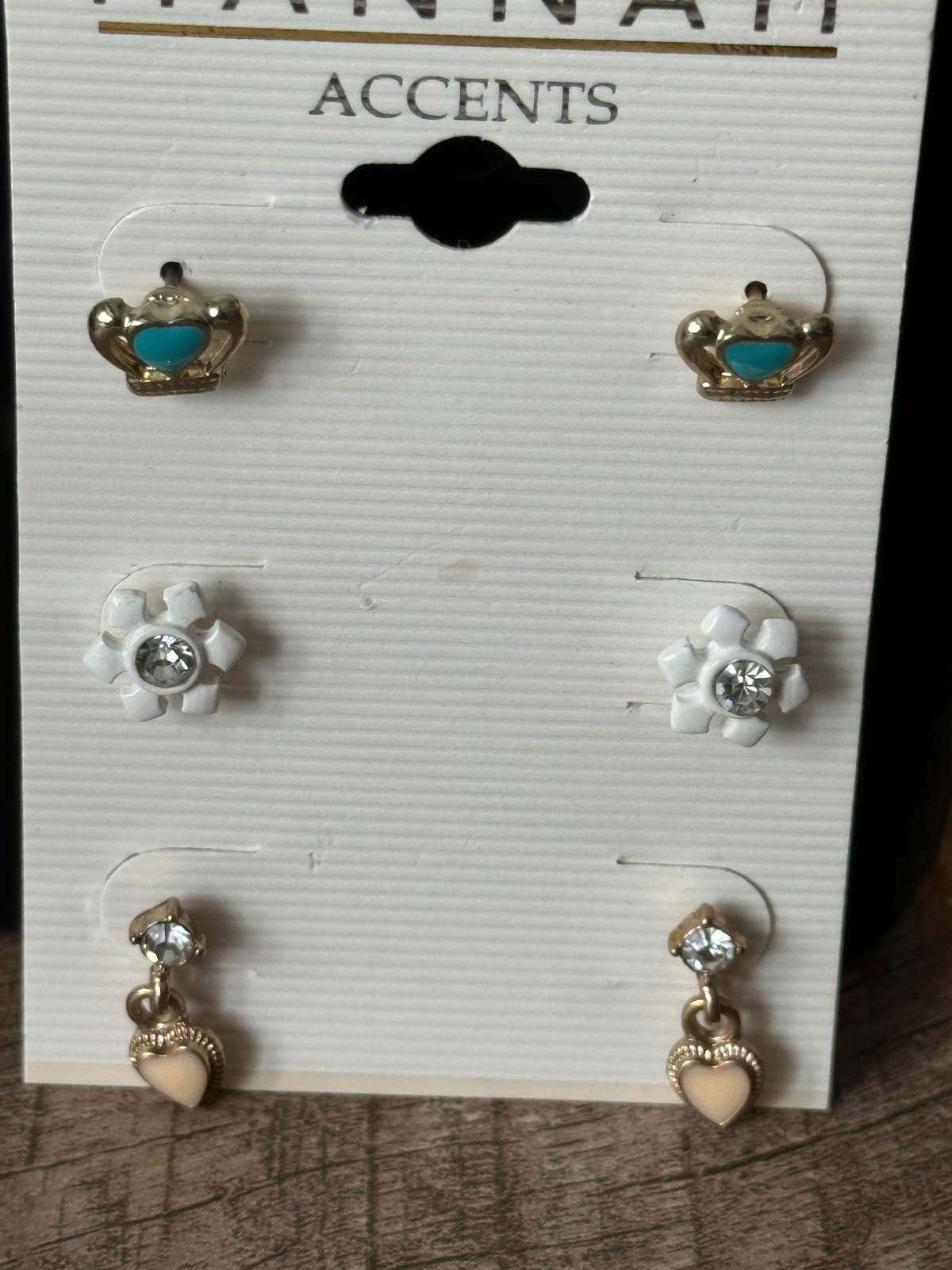 Hannah Accents 9 Pairs Assorted Fashion Earrings NWT