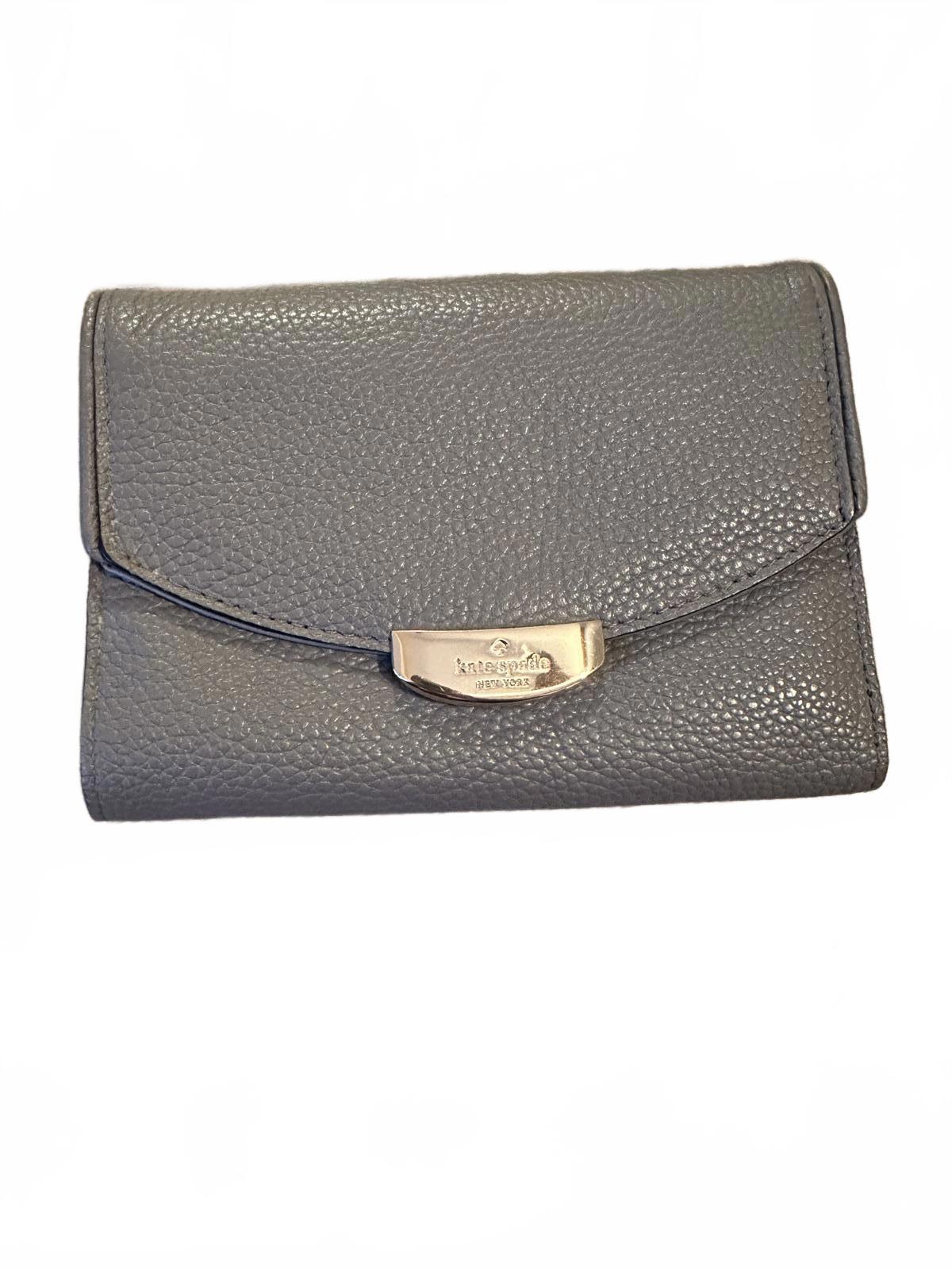 Kate Spade New York Pebbled Leather Wallet Gray Gold