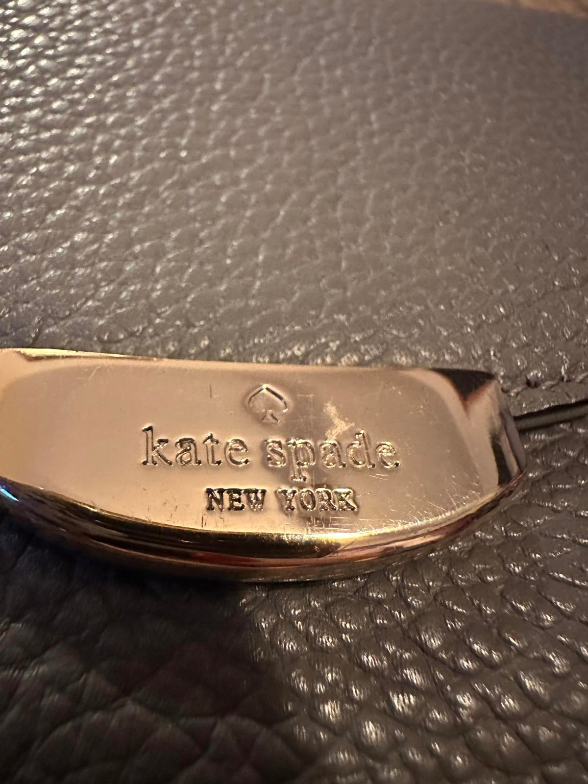 Kate Spade New York Pebbled Leather Wallet Gray Gold
