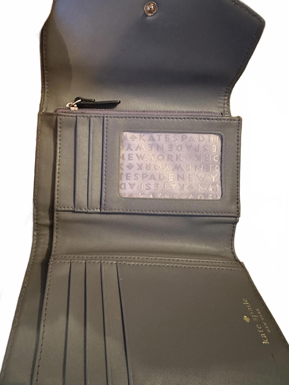 Kate Spade New York Pebbled Leather Wallet Gray Gold