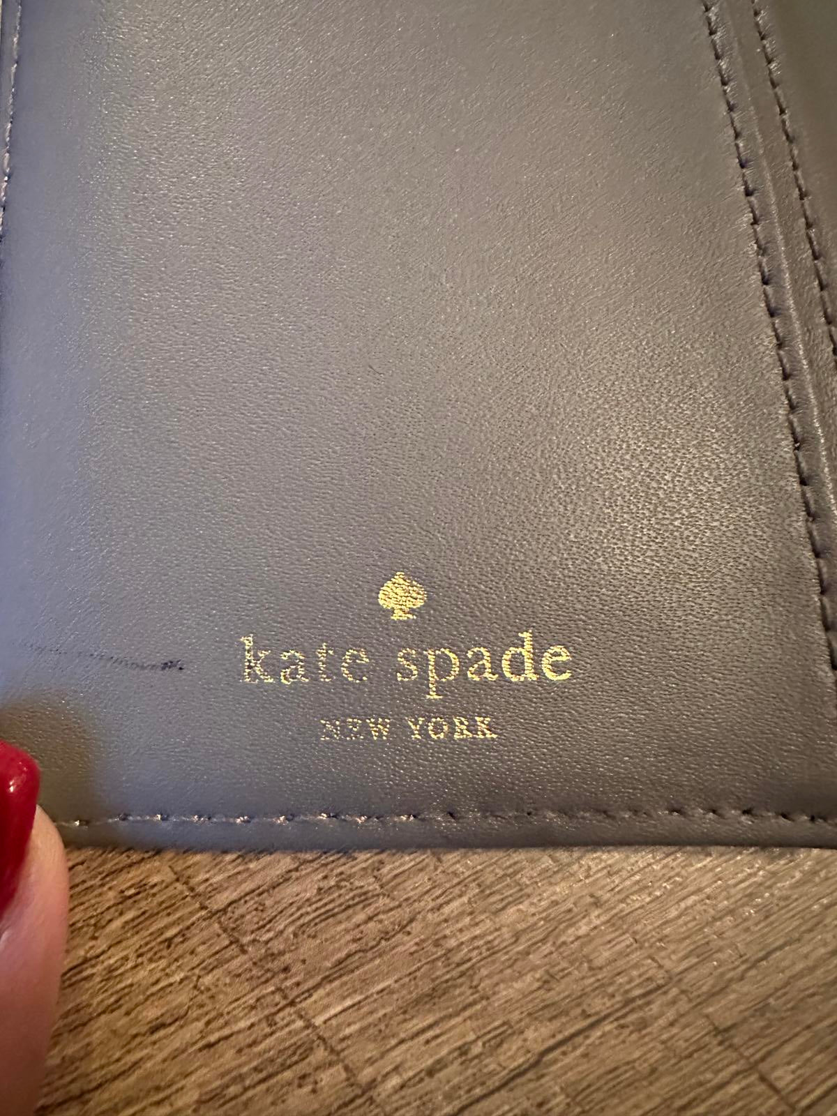 Kate Spade New York Pebbled Leather Wallet Gray Gold