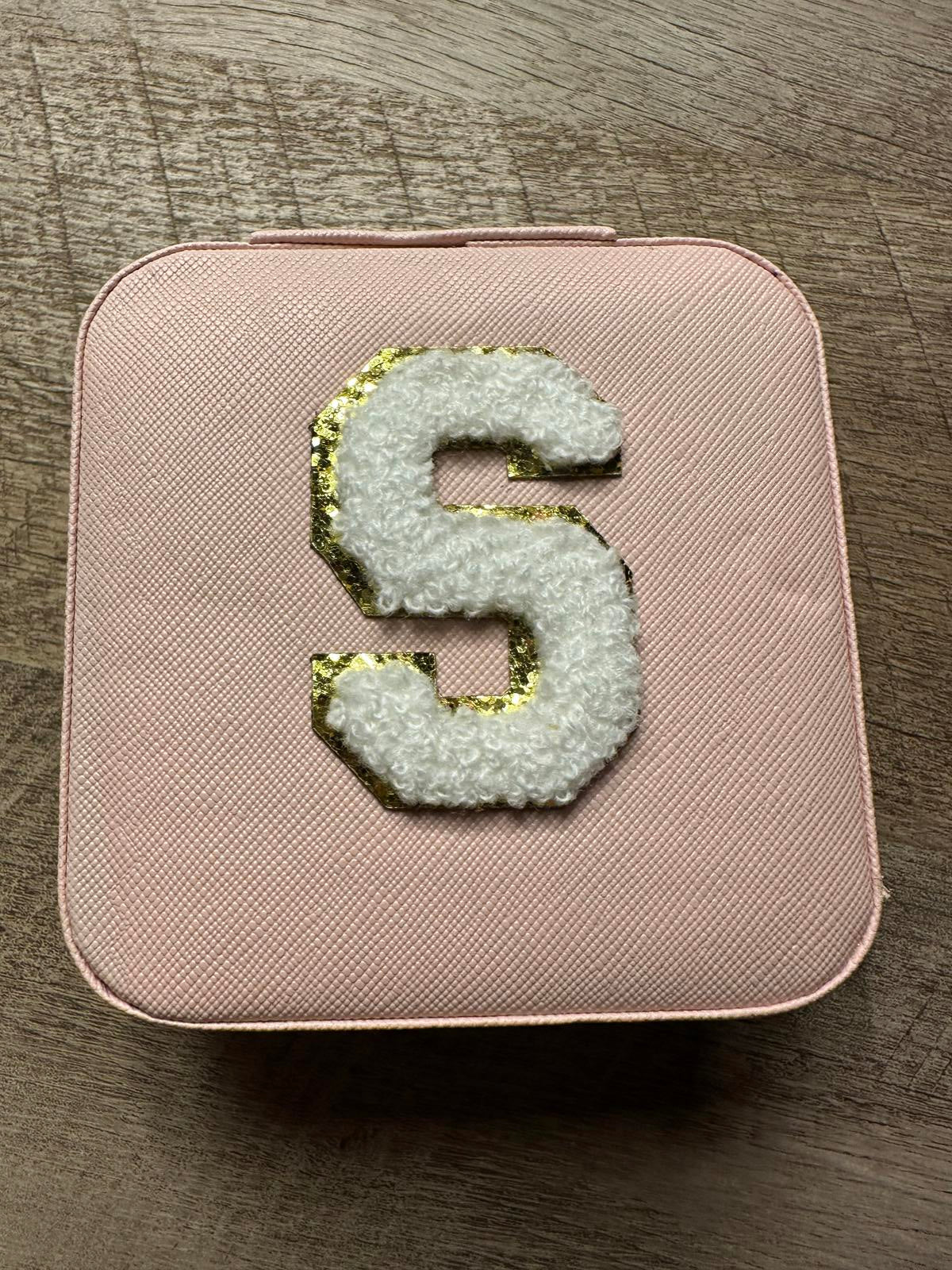 Pink Jewelry Box with Mirror and Initial 'S'