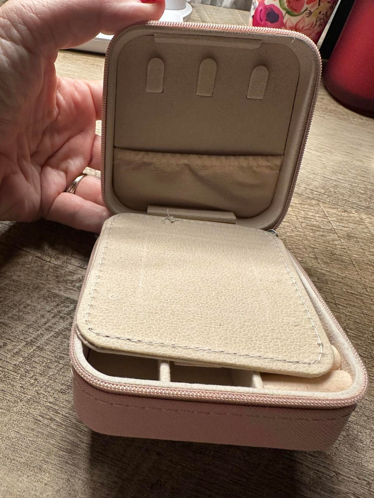 Pink Jewelry Box with Mirror and Initial 'S'