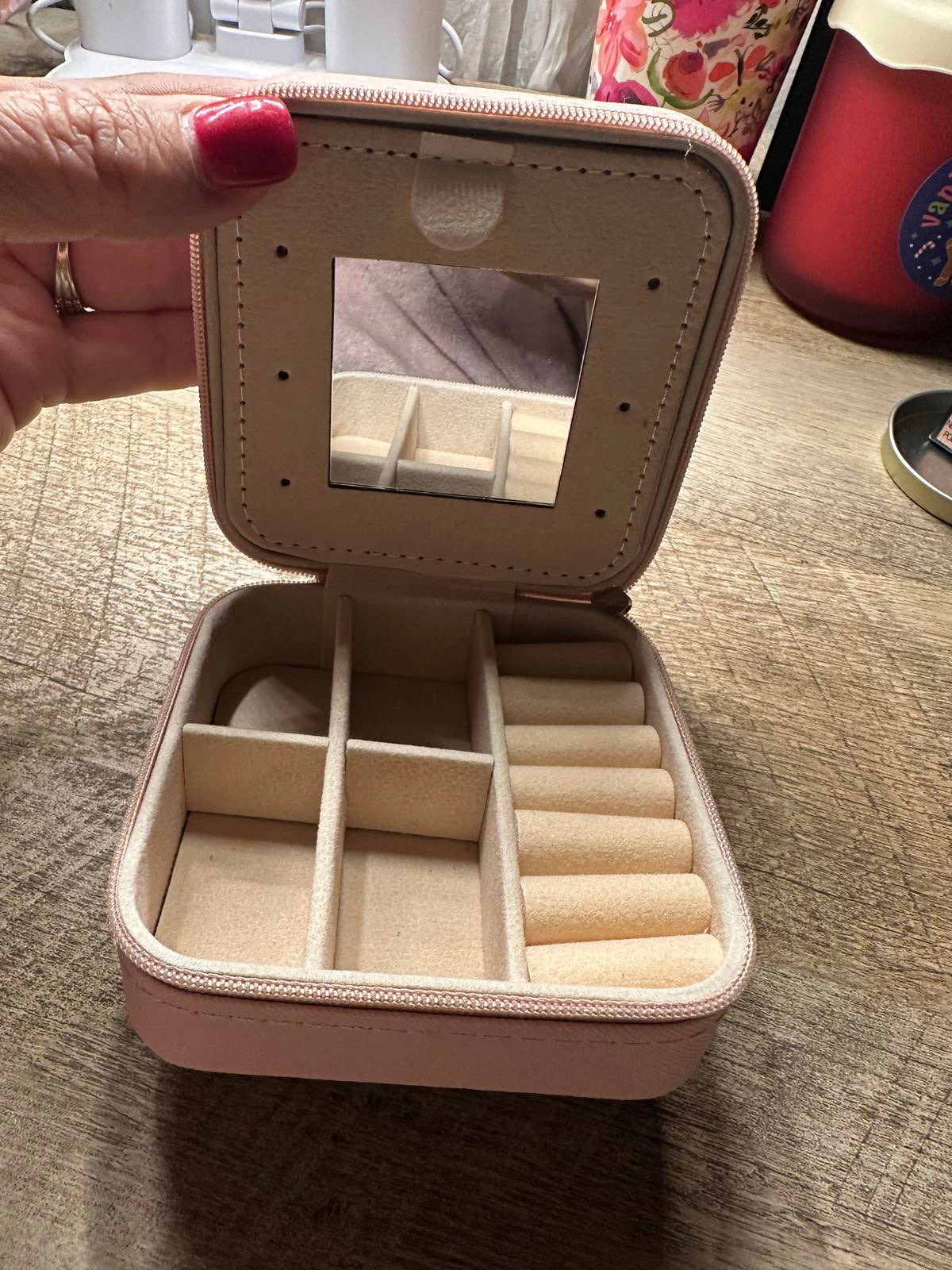 Pink Jewelry Box with Mirror and Initial 'S'