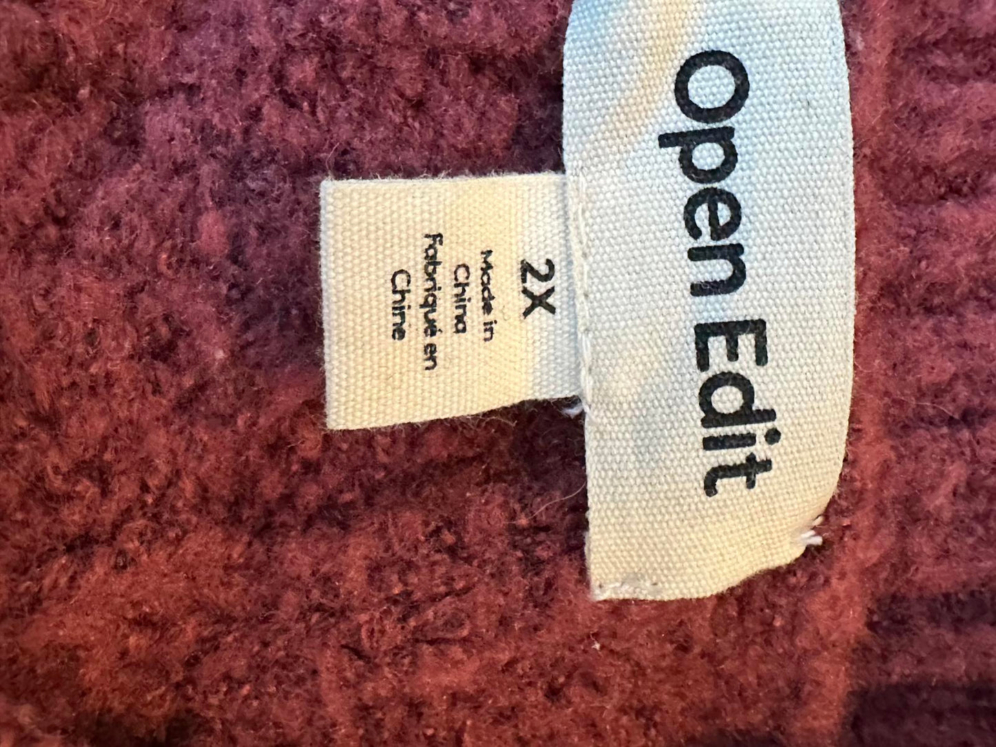 Open Edit Women's Cable Knit Sweater, Size 2X