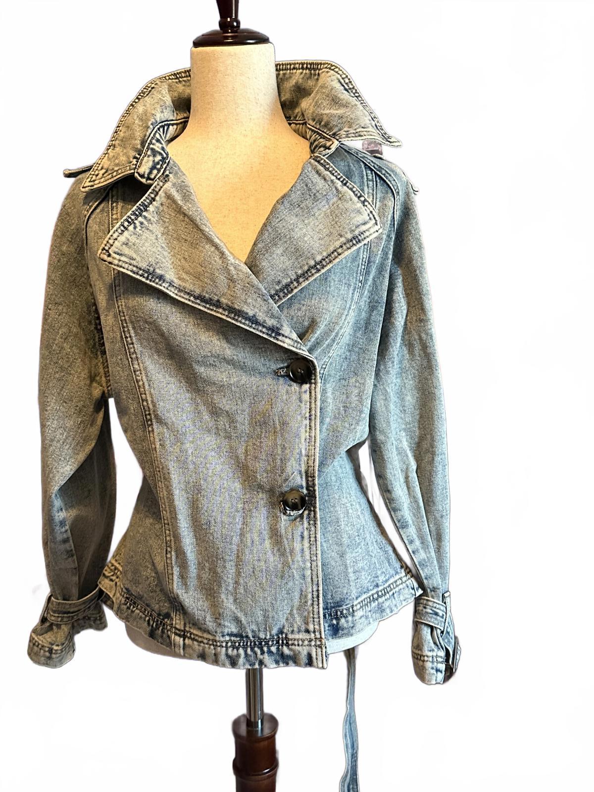 DICTIONARY Vintage Y2K Acid Wash Belted Denim Jacket Coat