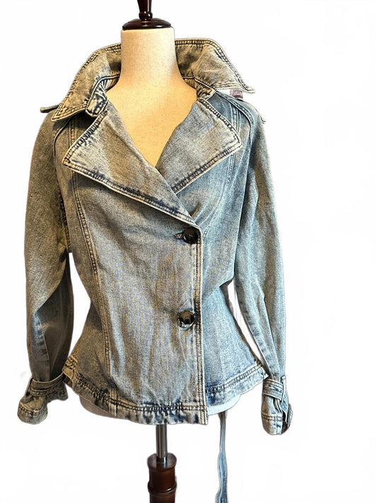 DICTIONARY Vintage Y2K Acid Wash Belted Denim Jacket Coat