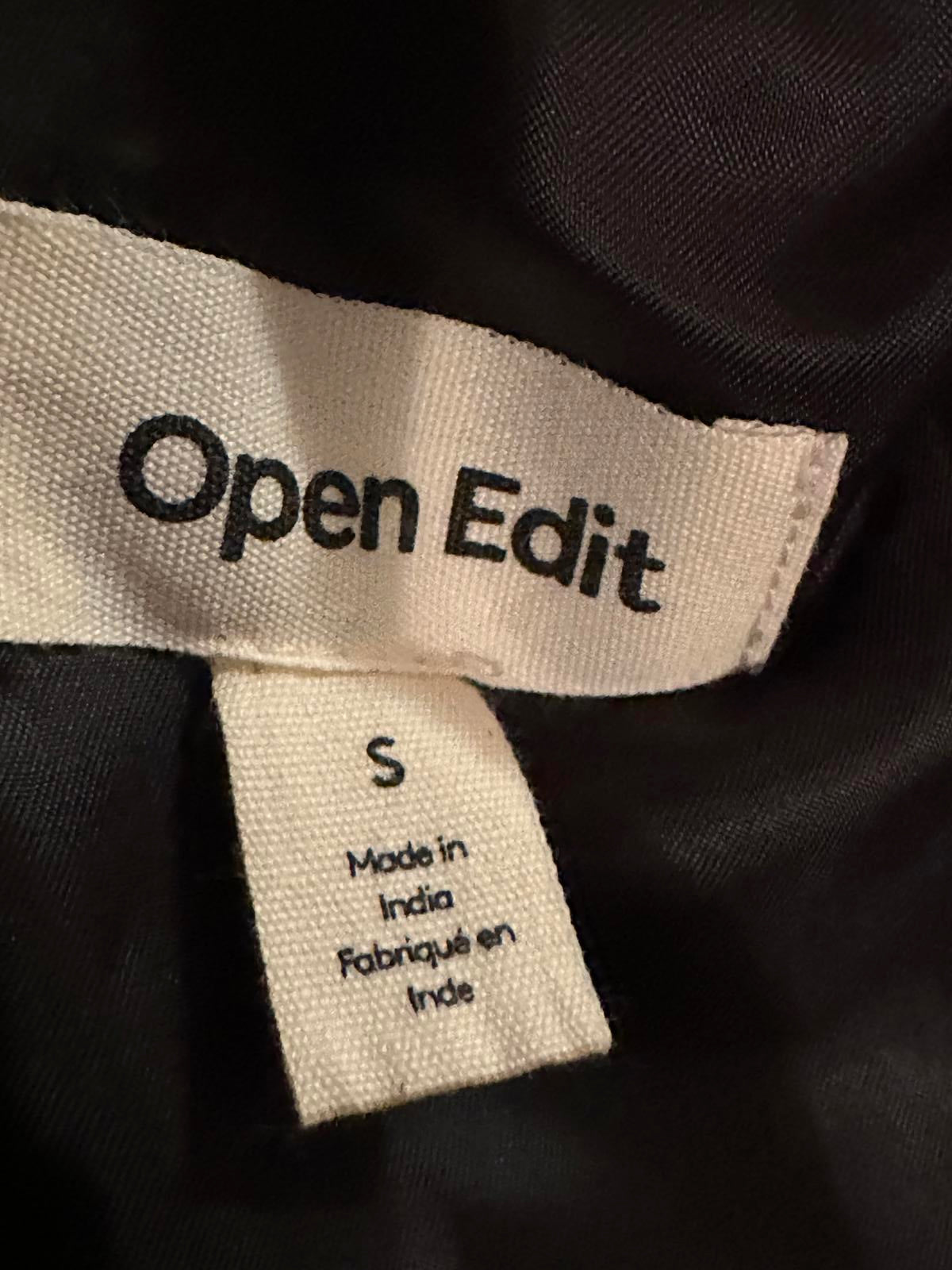 Open Edit Black Women's Jacket with Faux Fur Collar