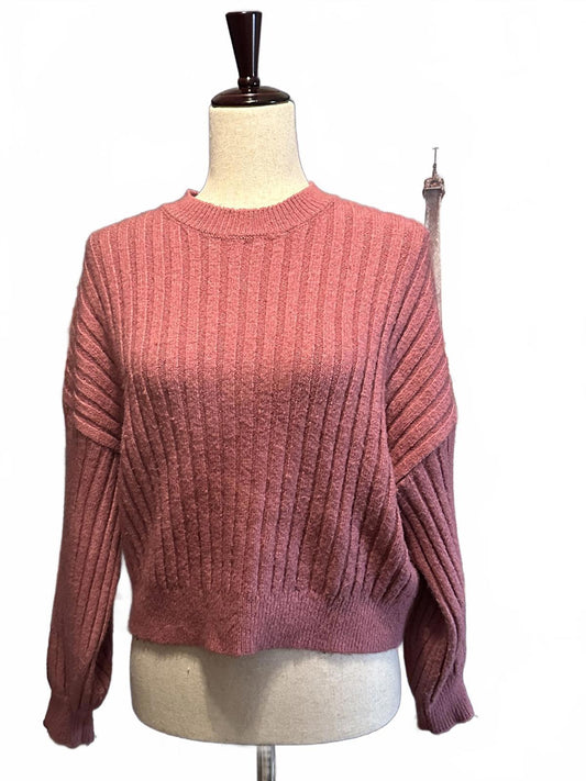 Sophie Rue Pink Ribbed Knit Sweater Size M