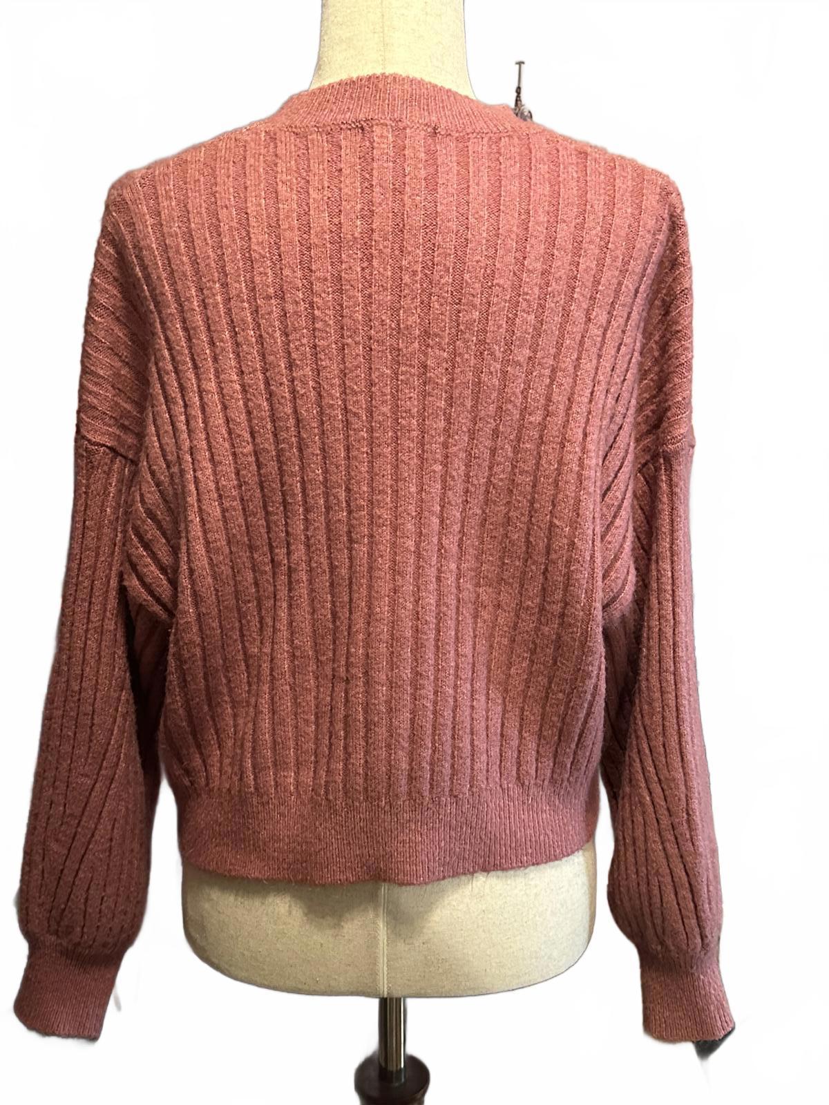 Sophie Rue Pink Ribbed Knit Sweater Size M