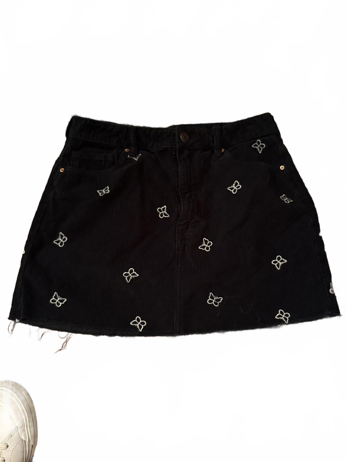 Pacsun Black Mini Skirt with Butterfly Design, Size 28