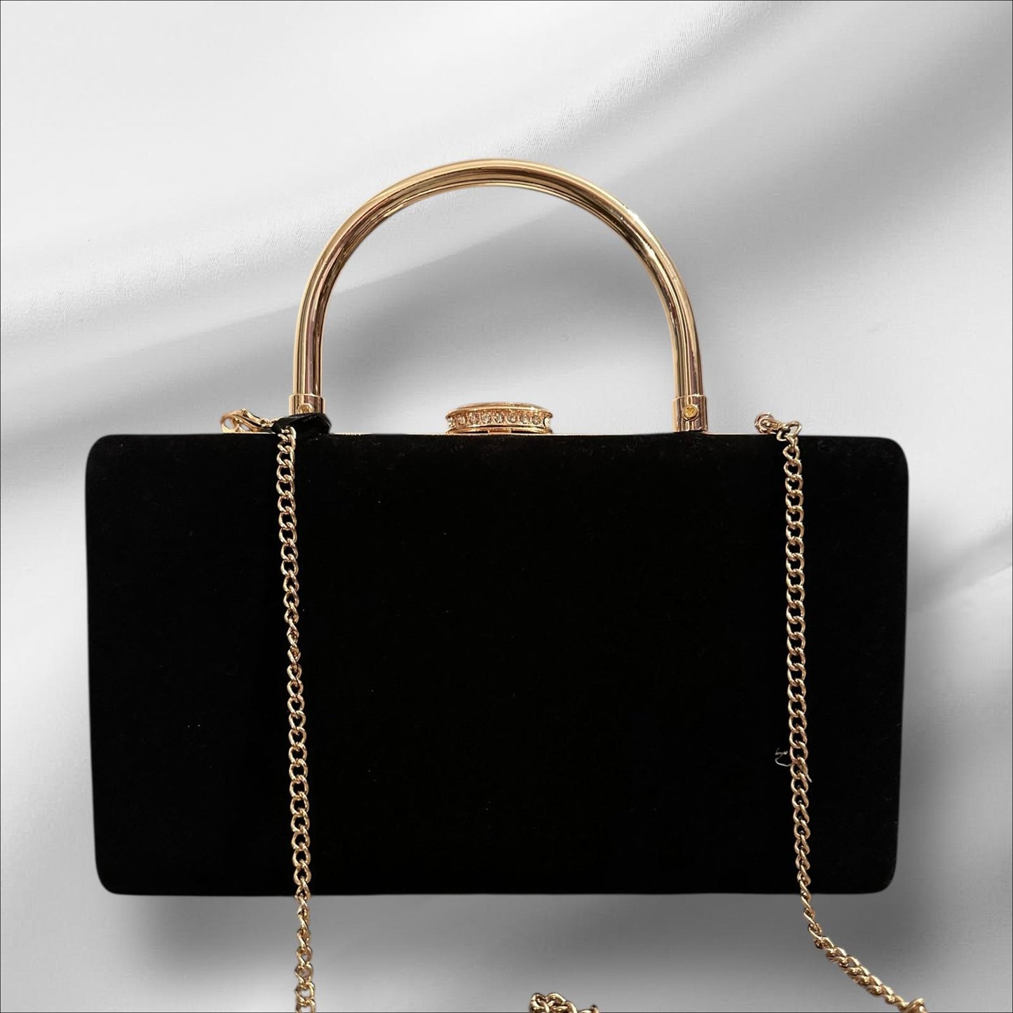 House of Harlow 1960 Black Velvet Handbag Gold Handle NWT