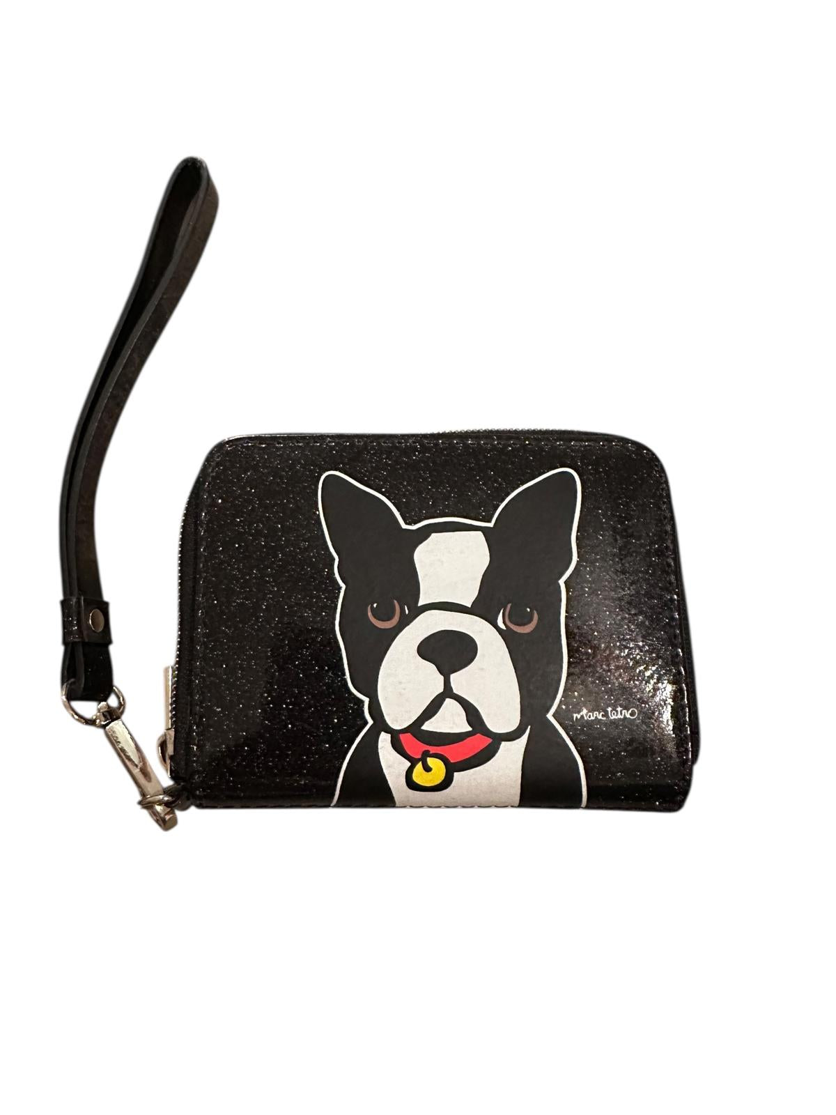 Marc Tetro Black Glitter Boston Terrier Wristlet Wallet