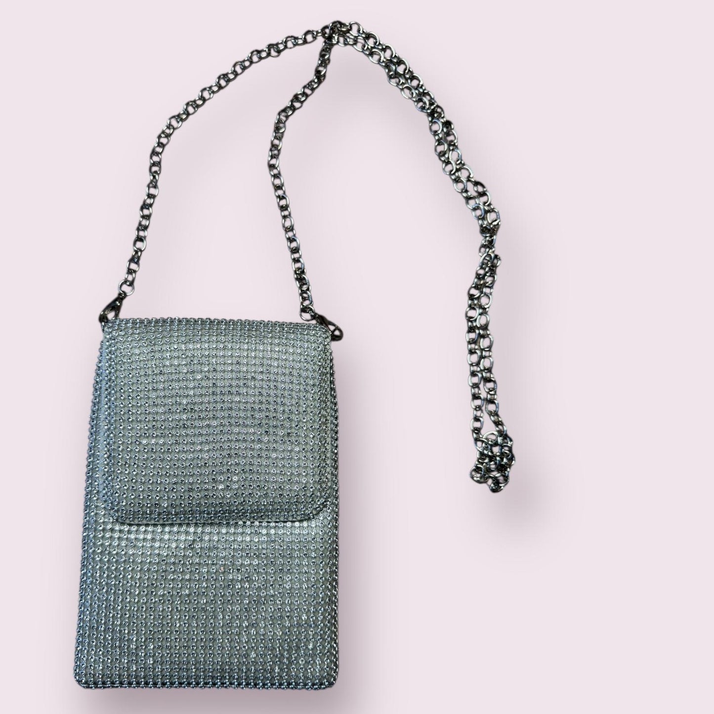 Handbag Express Silver Rhinestone Evening Crossbody Bag