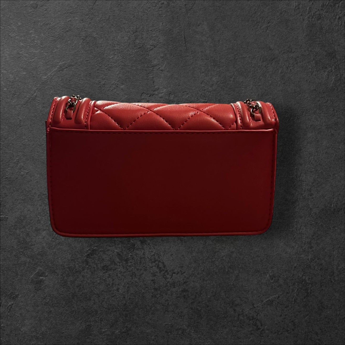 Badgley Mischka Red Quilted Leather Chain Shoulder Bag NWT