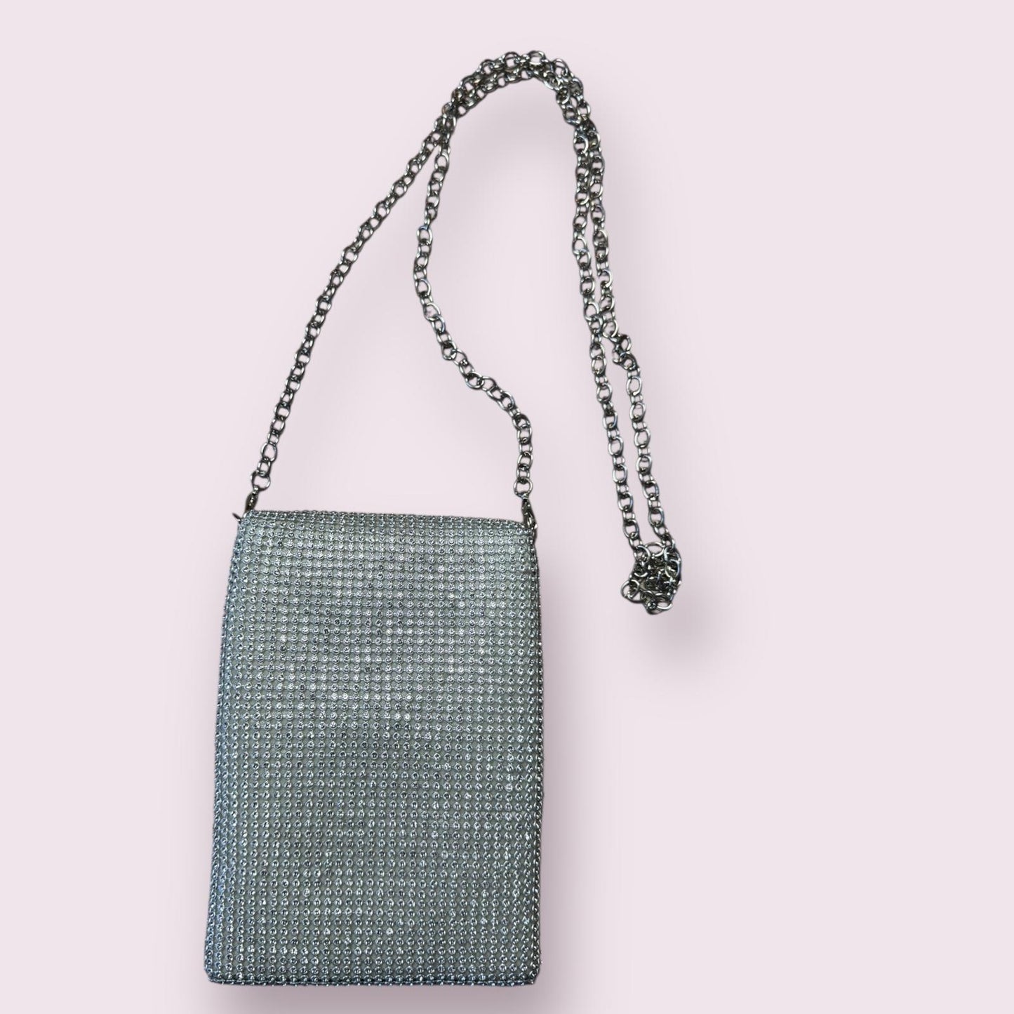 Handbag Express Silver Rhinestone Evening Crossbody Bag