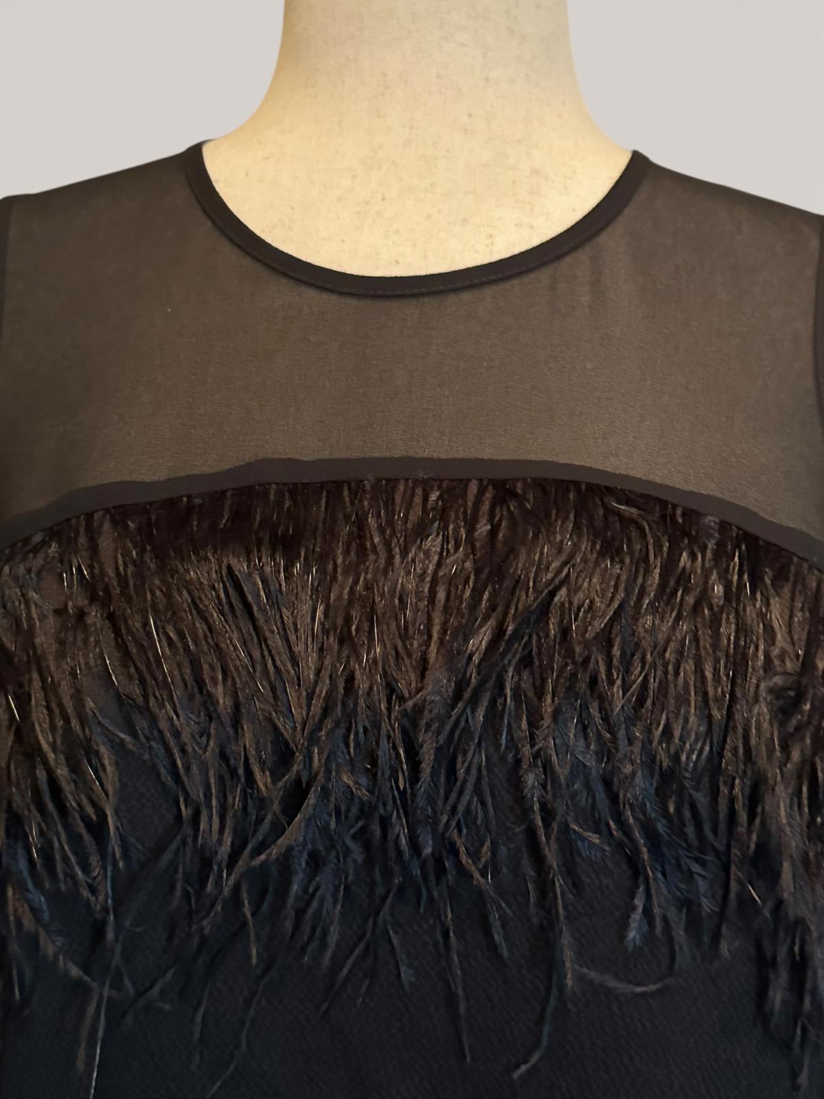 MICHAEL Michael Kors Black Sleeveless Top with Feathers