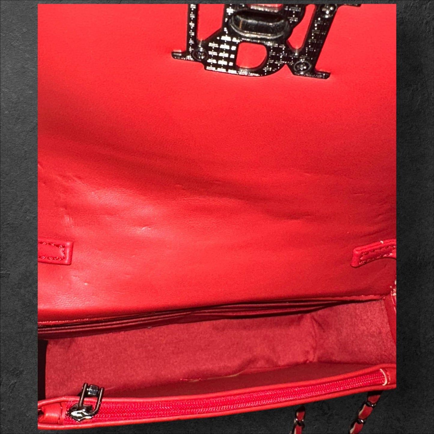Badgley Mischka Red Quilted Leather Chain Shoulder Bag NWT