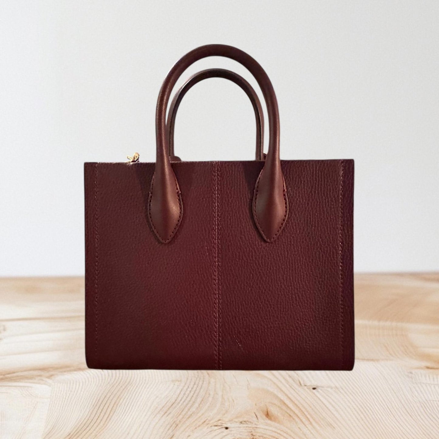 Michael Kors Burgundy Leather Satchel Bag with Logo Strap