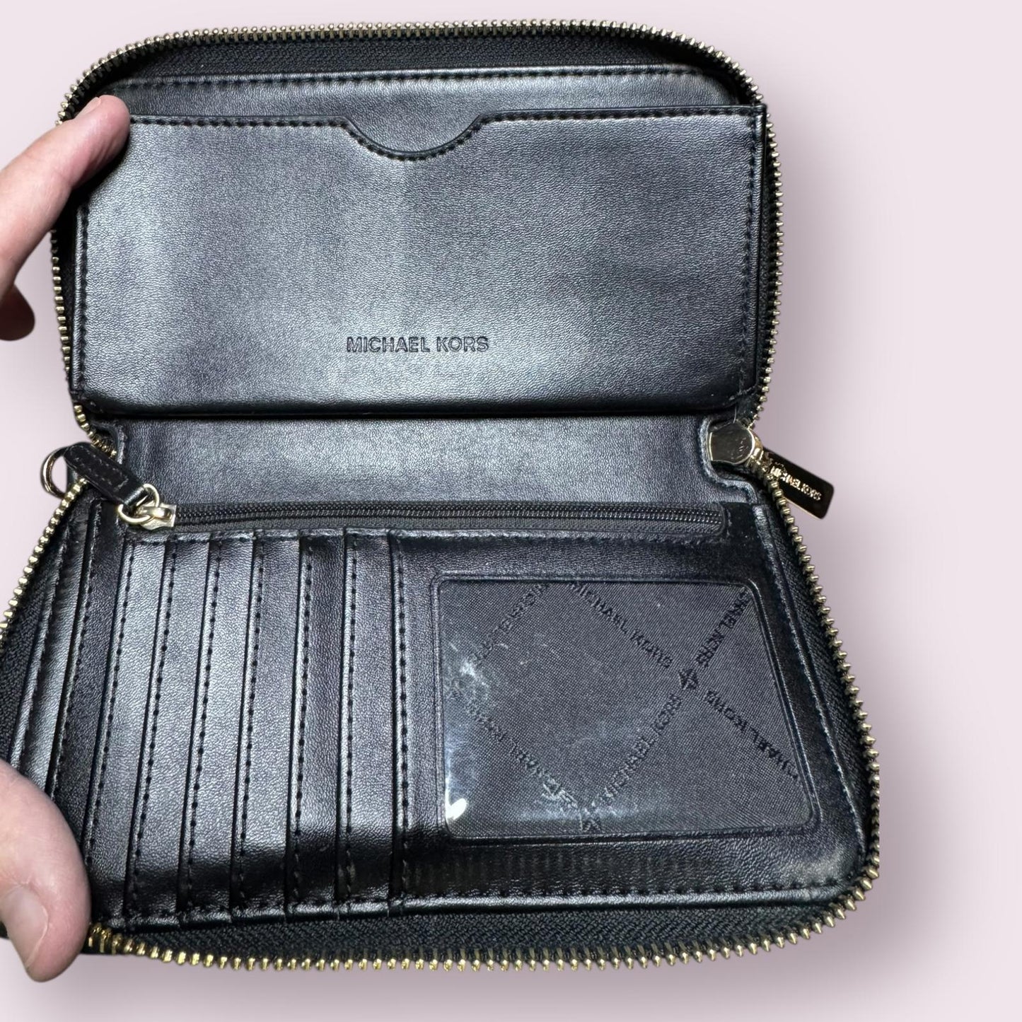 Michael Kors Black Leather Zip-Around Wallet