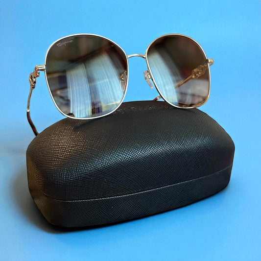 Ferragamo Gold Frame Sunglasses w/Brown Gradient Lenses